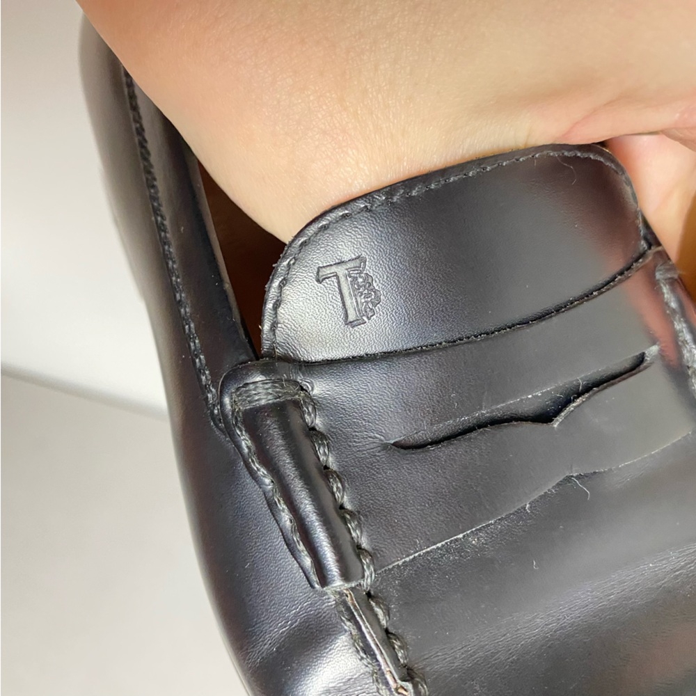 Tod’s Loafers Womens Size 5.5 Black Tods Leather Preppy Shoes Slide On - Picture 9 of 16